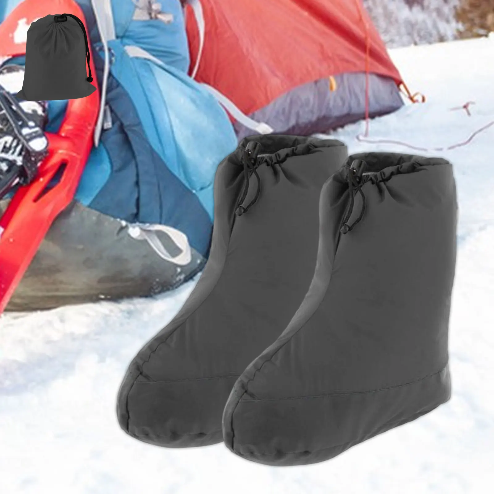 Botines de plumón Calcetines cálidos Cubierta de pies Calzado Botines para acampar al aire libre Botas de plumón portátiles Calzado para escalar Snowboard