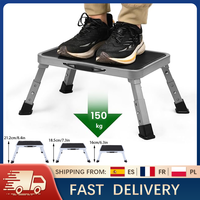 Folding Step Stool 150kg Max Load Adjustable Height Portable Steel Ladder Non-Slip Heavy Duty Footstool for Kitchen Bedroom Bath
