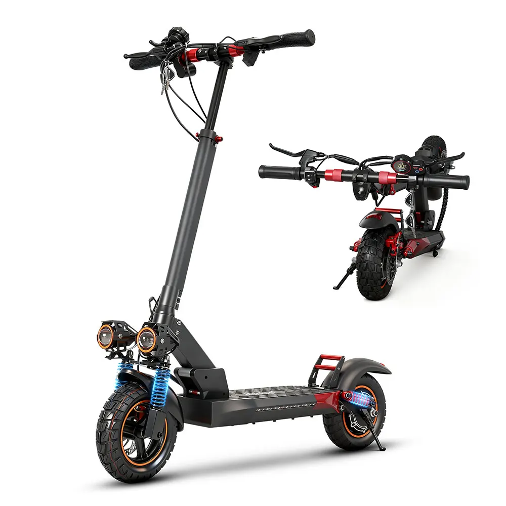 Monopattino Elettrico Pieghevole da 800W per Adulti, Pneumatici Fuoristrada da 10 Pollici, Doppio Ammortizzatore, Velocità Massima 45KM/H, Autonomia 30-40KM