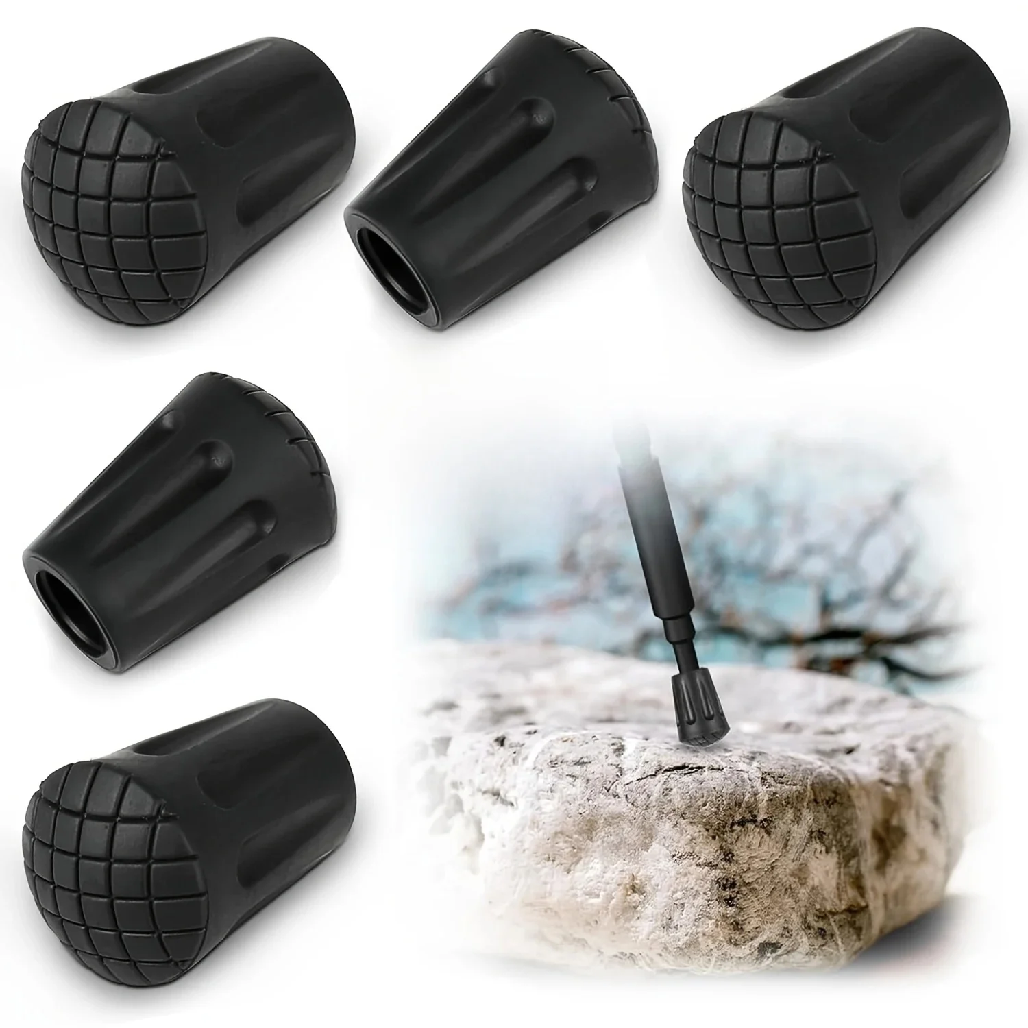 Embouts de canne de Trekking universels, protecteurs de remplacement, embouts de canne de marche, pointes de canne en caoutchouc, accessoires de protection de pointe de Ski, 1 à 5 pièces