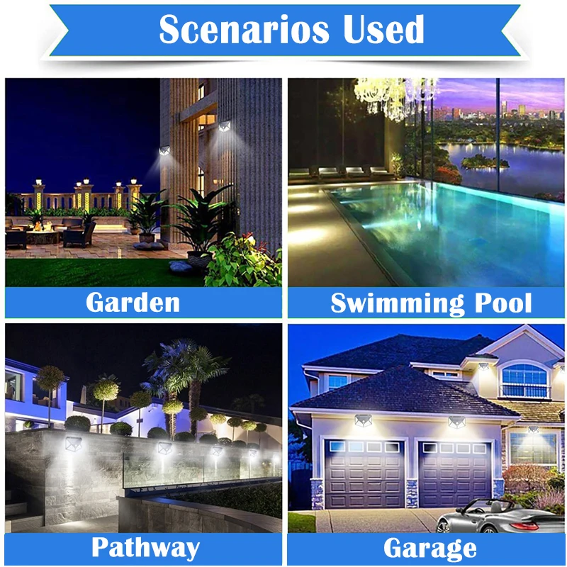 New 100LED Solar Light Outdoor 3 Working Modes Solar Security Lights with Motion Sensor Lamp Waterproof Solar Powered Wall Light