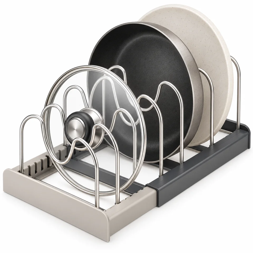 Stainless Steel Adjustable Kitchen Pot Lid Organizer