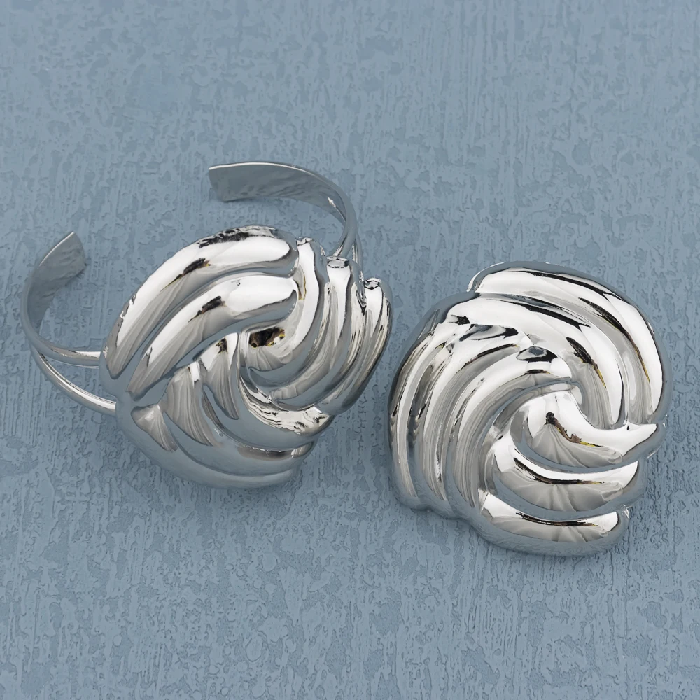Luxus Weibliche Schmuck-Set Gold Farbe Halskette Großen Kreis Ohrringe Armreif Ring für Mode Frauen Dubai Afrikanischen Partei Schmuck – Detail 10