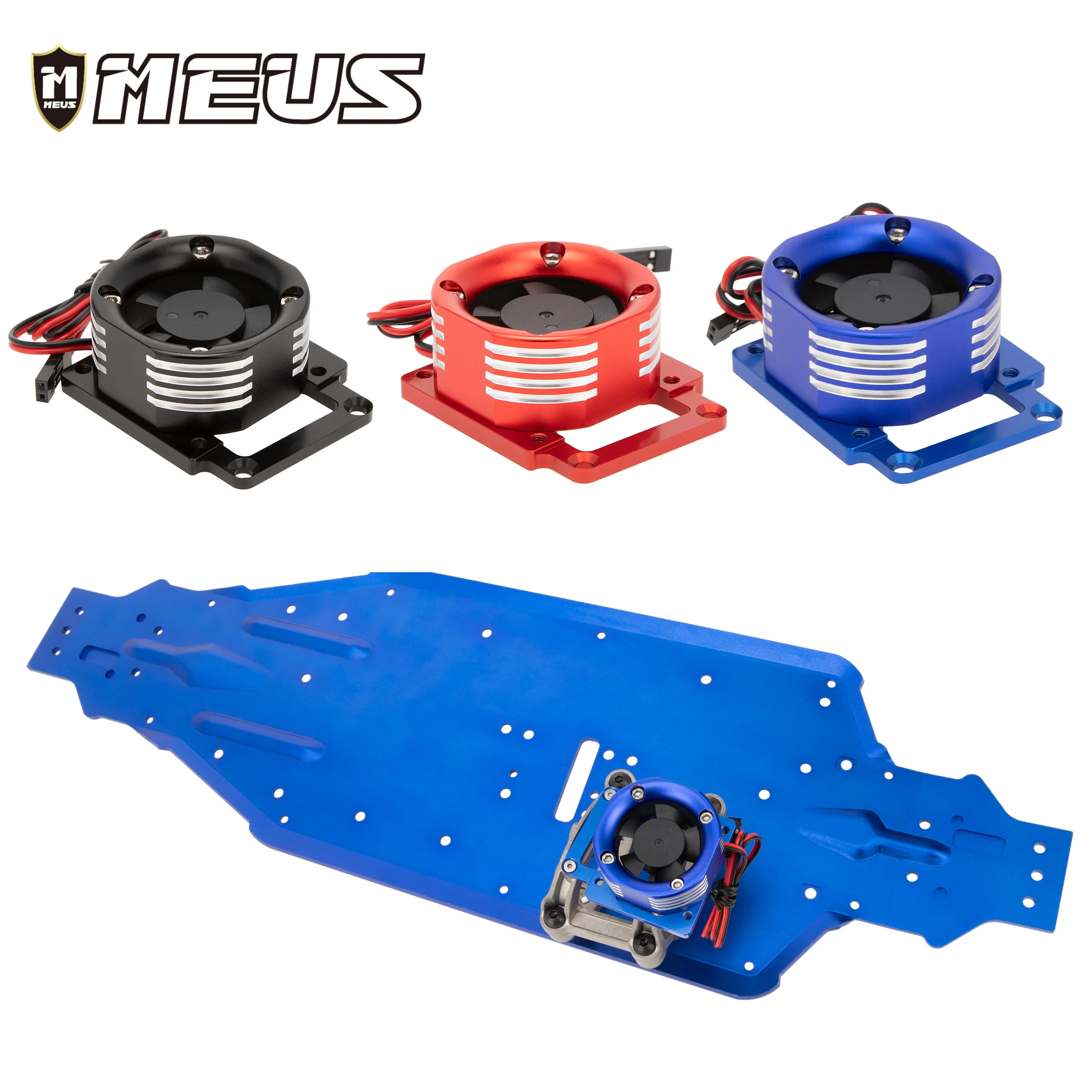 

MEUS Aluminum Motor Heatsink with LED Colorful Heat Sink Cooling Fan for 1/8 4WD SLEDGE MONSTER TRUCK 95076-4