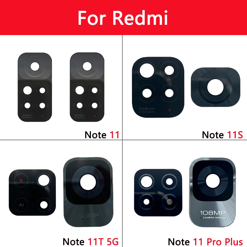 10 Pcs Rear Back Camera Glass Lens For Xiaomi Redmi Note 11 11T 11S Pro Plus
