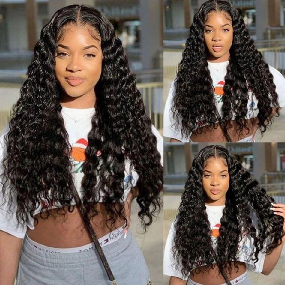 Peruvian Deep Wave Bundles Human Hair Water Wave Loose Deep Wave Curly Bundles Human Hair 1 3 4 PCS 30 Inch Long Hair Extensions