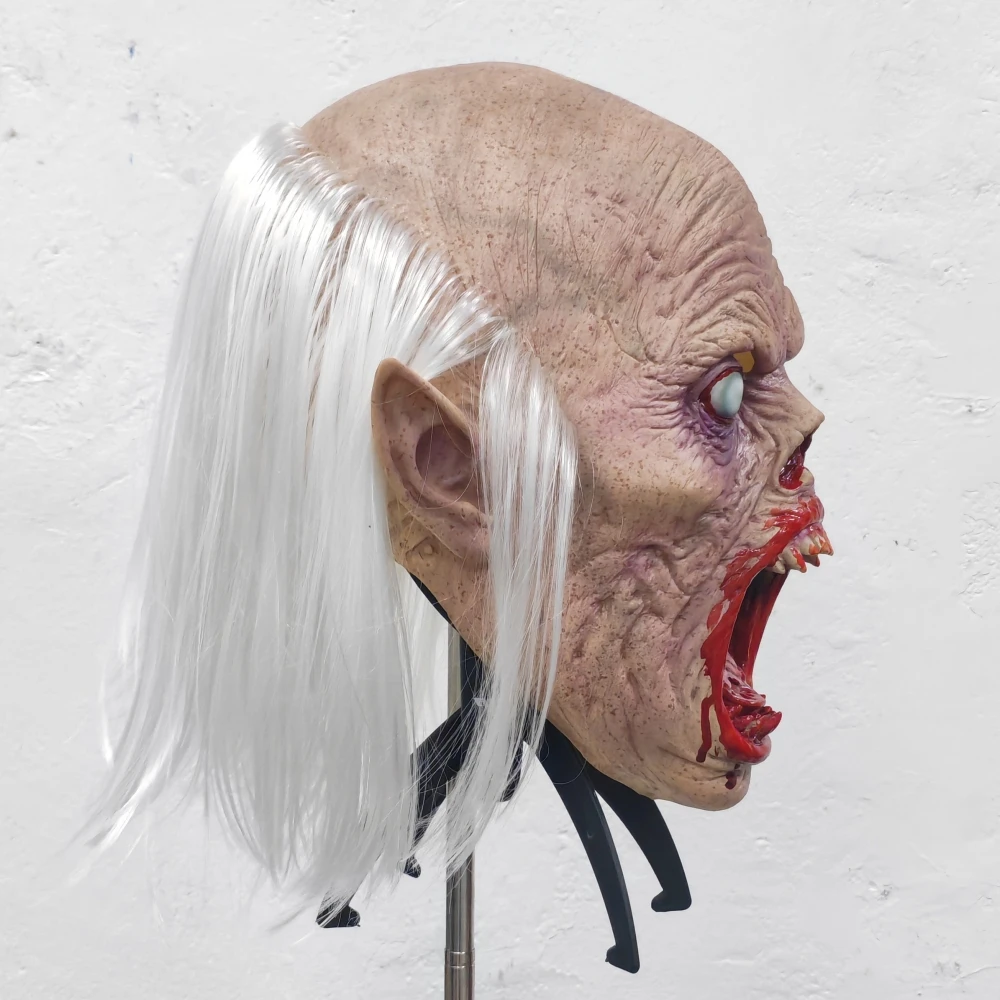 Maschera da vampiro Zombie insanguinate Infezione Persona Copricapo Spaventoso Demone Mostro Maschera Halloween Horror Costume Party Scherzo raccapricciante Prop