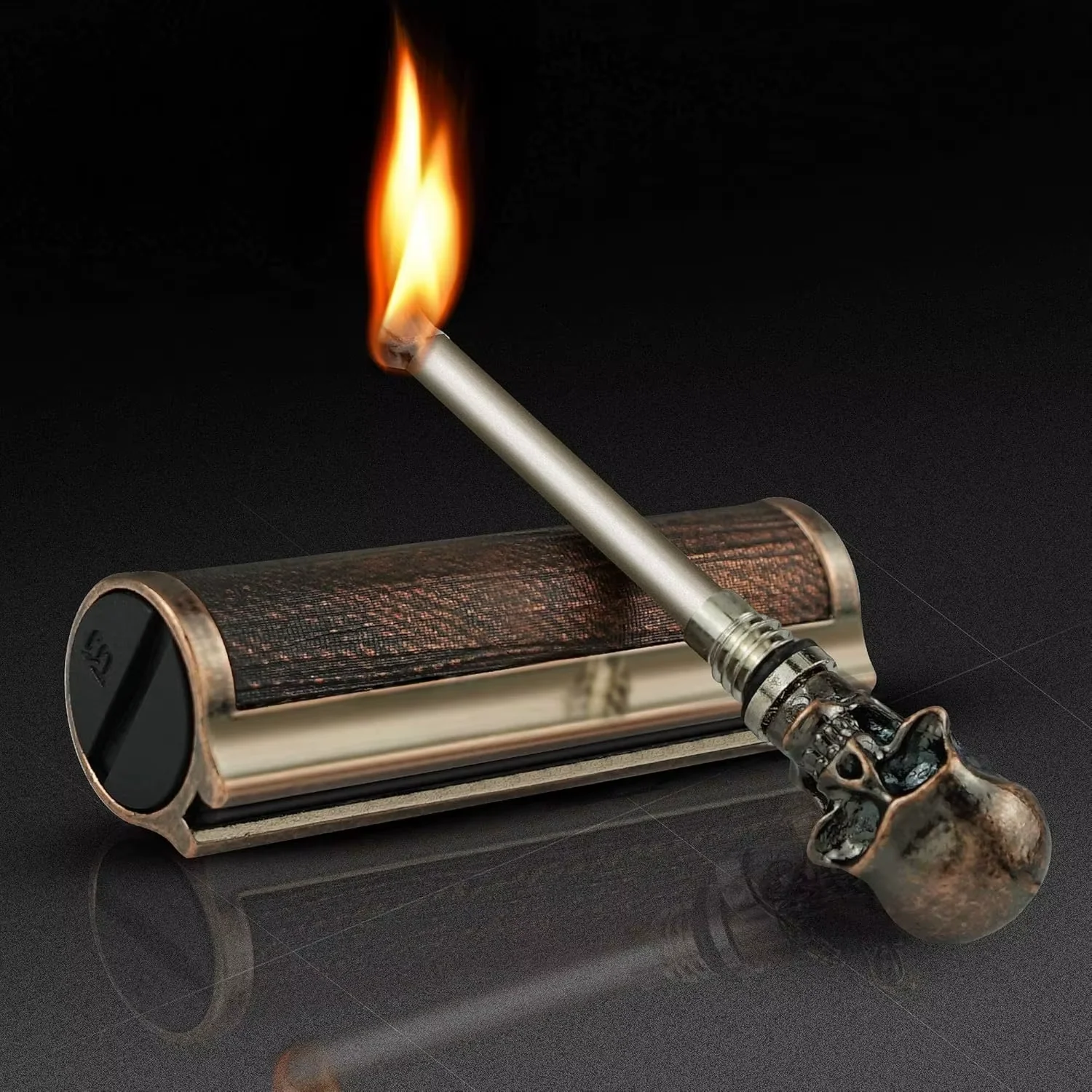 Vintage Permanent Match Keychain Lighter, Reusable Waterproof Forever Match Stick Lighter, Animal Head Metal Match for Camping Outdoor Fire Starter