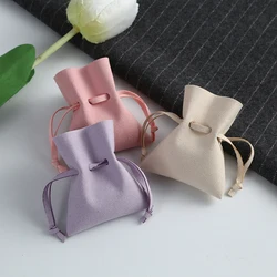 5Pcs Microfiber Pouch Jewelry Packaging Envelope Fungus Flap Organizer Bag Rings Earrings Pendant Bracelet Gift Package