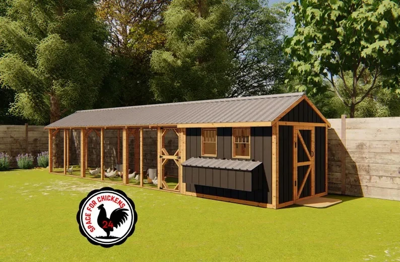 

8x34 Chicken Coop Plans with Run | DIY Coop for 24–30 Chickens