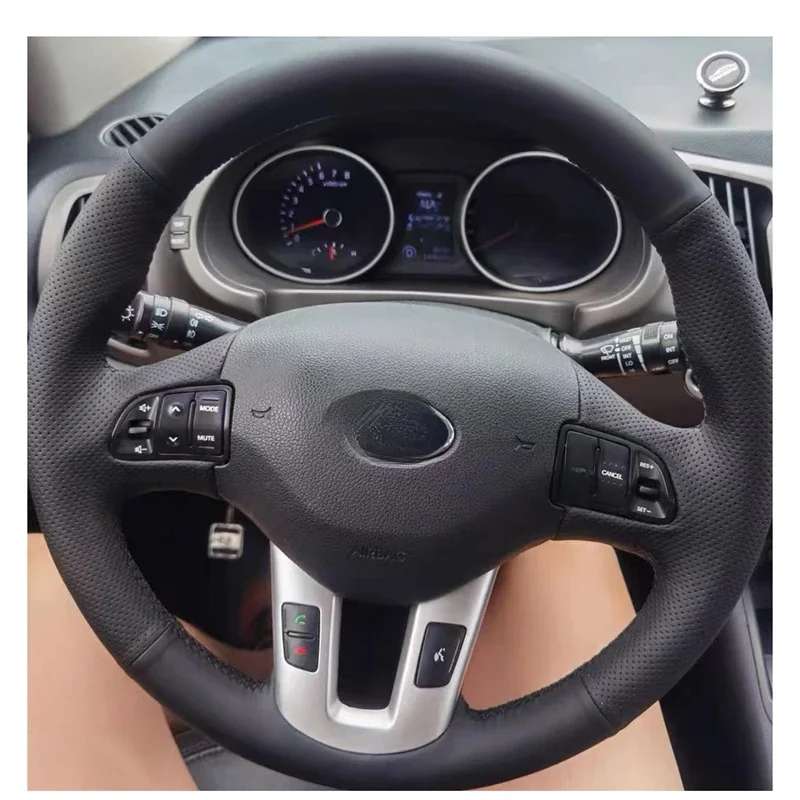 Pokrowiec na kierownicę samochodową szyty ręcznie do Kia Sportage 3 2011-2014, Kia Ceed Cee'd 2010-2012 — 2