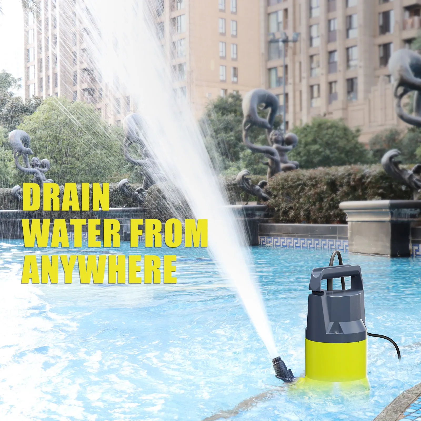 サンプポンプ水中ポンプ1.2HP 5000GPHポータブル水移送排水ポンププール、地下室、温水浴槽用ユーティリティポンプ