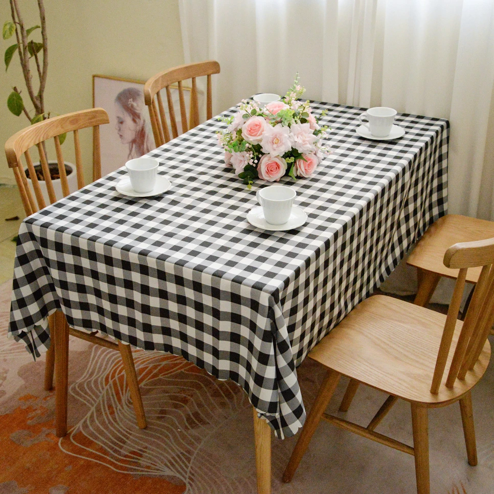 

Gingham Polyester Table Cloth,Reusable Hand Washable Tablecloths, Modern Style Table Cover for Outdoor Picnic Dining Table