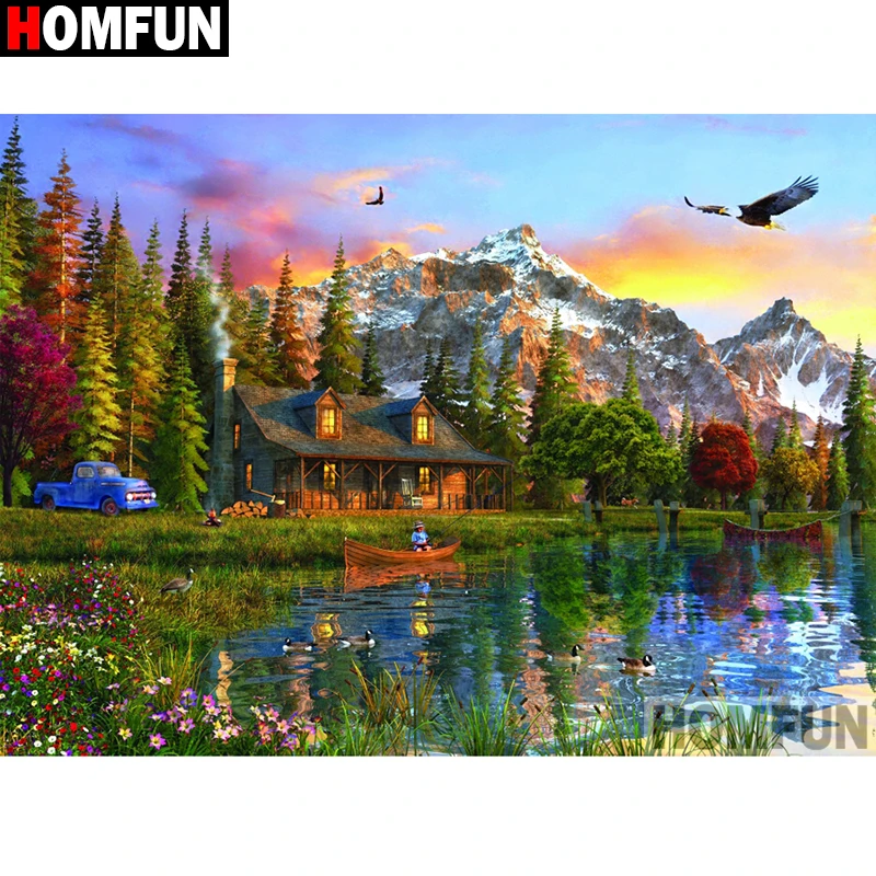 

HOMFUN 5D Алмазная вышивка "Натуральный пейзаж" Алмазная вышивка полная круглая/квадратная картина «сделай сам», вышивка крестиком, домашний декор