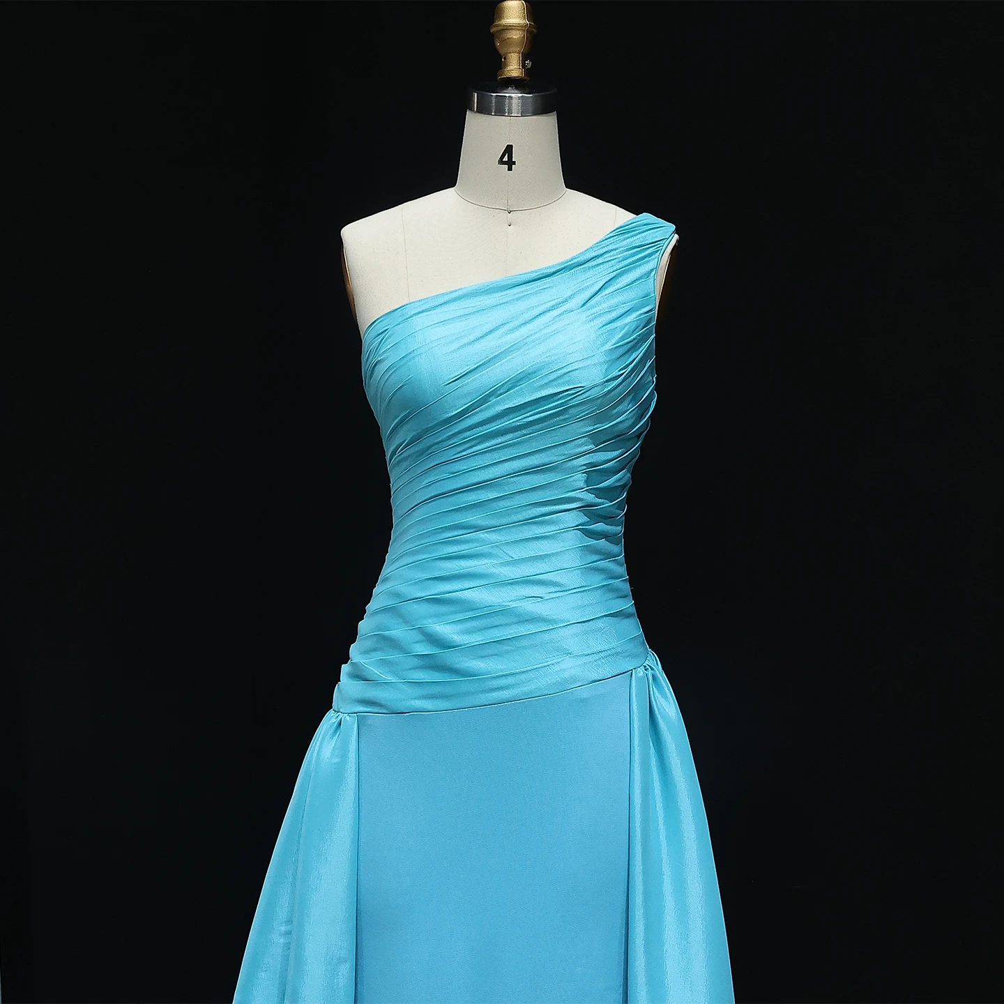 Sharon Said Arabic Blue One Shoulder Mermaid Evening Dress with Crystal Overskirt Dubai Wedding Party Gowns SS231 Customized image 3