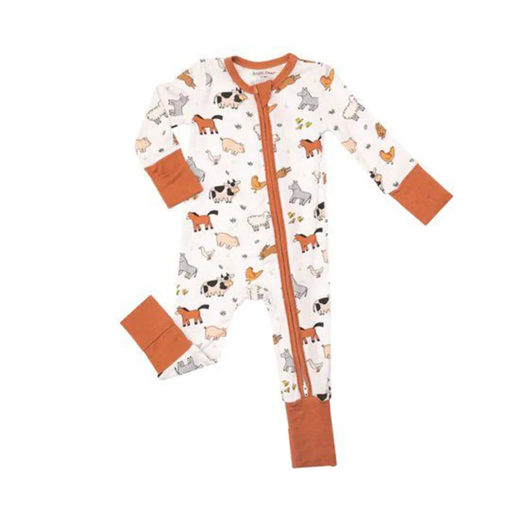 Milk Silk Fiber Baby Zippered Romper Animal Printed Baby Boy Girl Clothes Newborn One-piece Bodysuit Cute Baby Onesie