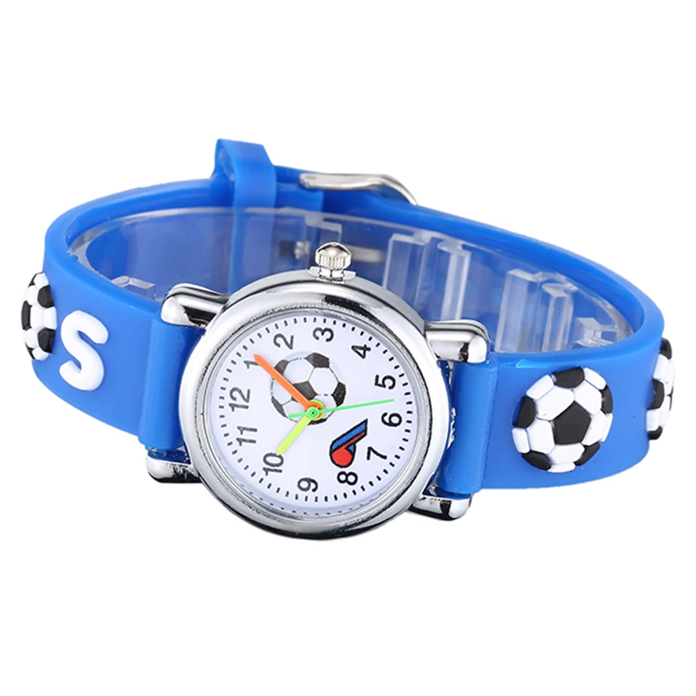 Relojes de pulsera de cuarzo con patrón de fútbol para niños y niñas, banda de silicona suave, reloj informal Simple, regalo de moda