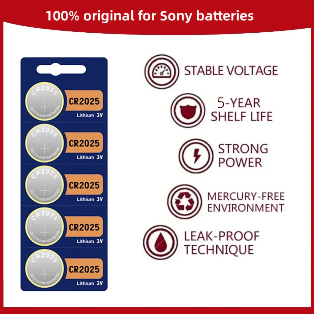 Batterie au lithium d'origine pour Sony CR2025, CR 2025, 3V, BR2025, KCR2025, DL2025, télécommande de voiture, pile bouton de montre