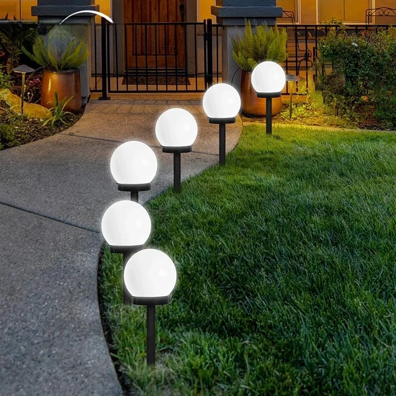 2PCS Solar Outdoor Round Ball Lights LED Waterproof Lawn Lamp  Landscape Lighting  for Villa Yard Terrace Garden Camping Decor