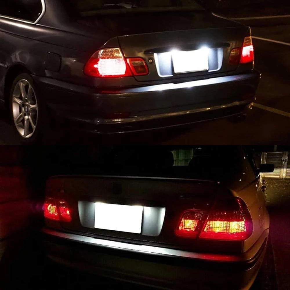 2Pcs 6500K 3528 SMD LED License Number Plate Lights White Canbus Error Free for BMW 3-series E46 1998-2005 3 4 5 Doors 12V