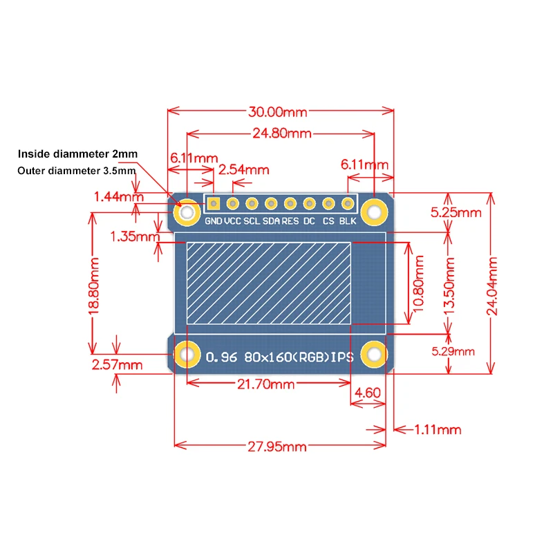 Funkeydo 0.96" 4-Line SPI IPS LCD Module ST7735S 80X160 RGB Display Screen for STM32/C51