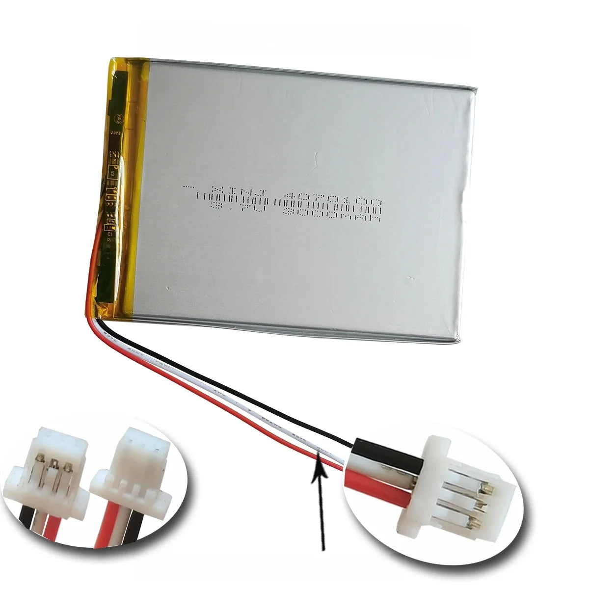 3.7V 3000mAh 11.1Wh Rechargeable 3-Wire Thermistor Polymer Lipo Li Lithium Battery 4070100 JST 3pin 1.0mm plug For GPS Tablet PC