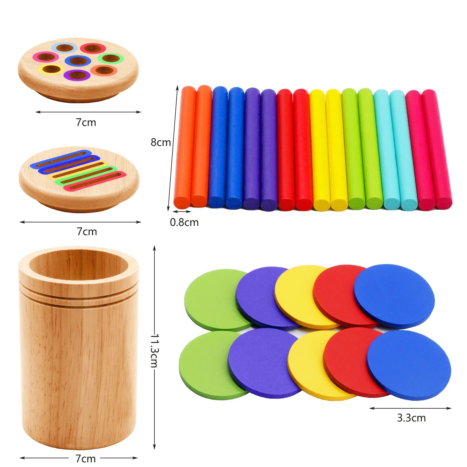 Montessori Holzspielzeug Farbsortierung Feinmotorikspielzeug Form passendes sensorisches Spielzeug Frühpädagogisches Puzzlespielzeug für Kleinkinder – Detail 6