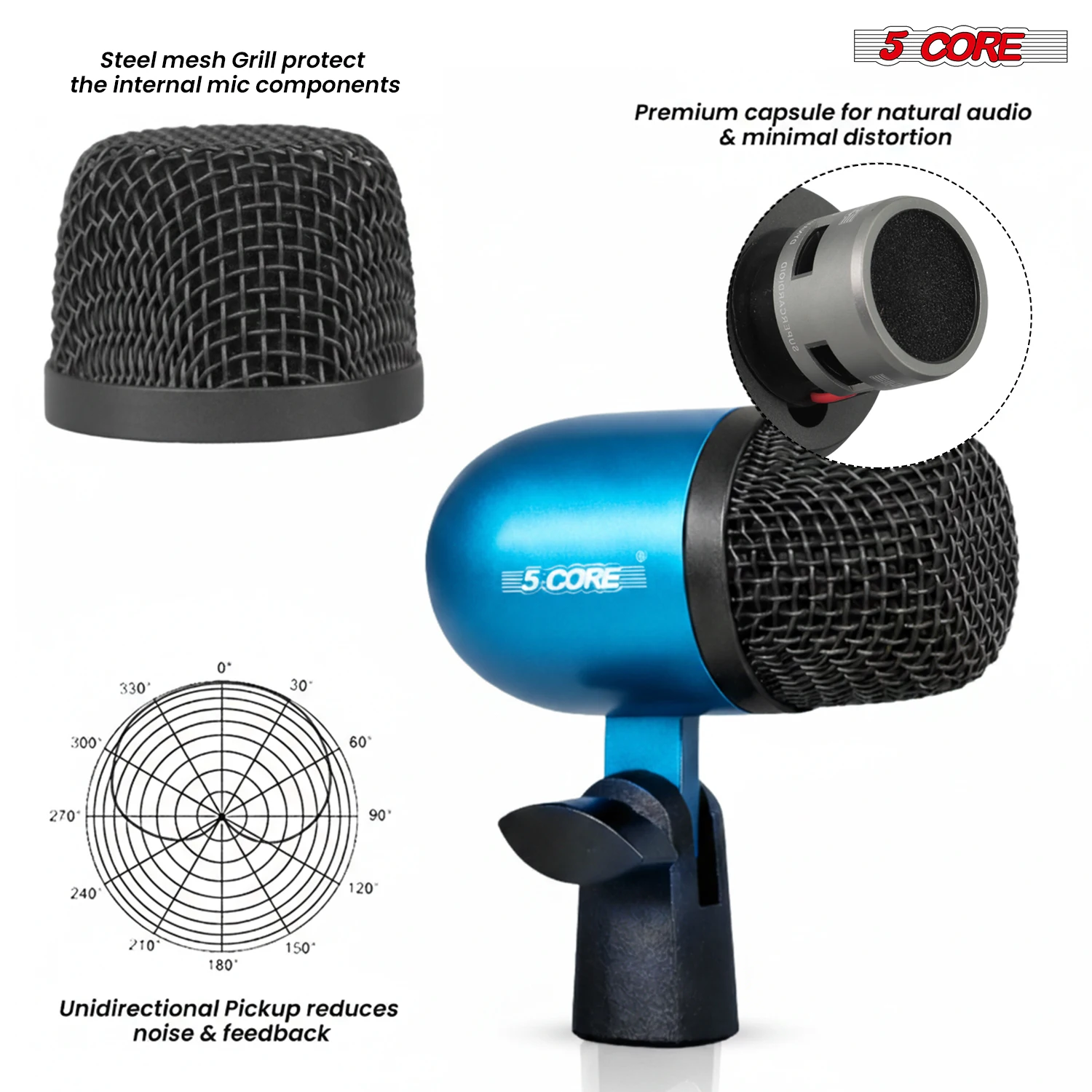 5 Core Conga Mic Snare Tom Set - Xlr Microphone Condenser ulasan dan harga