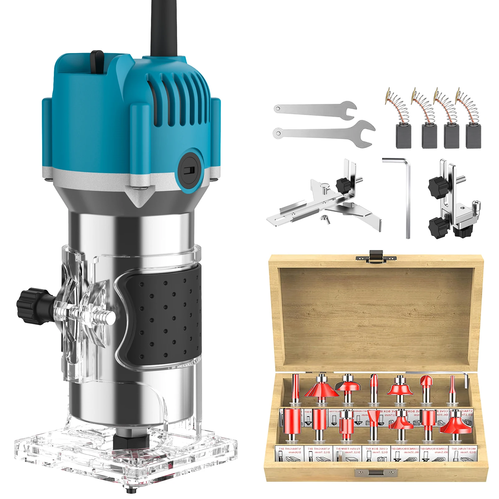 800W 30000RPM Elektrische Fräsmaschine 1/4 Zoll Holzbearbeitungs-Fräser Handgeführter Holzkantenfräser für Heimwerker