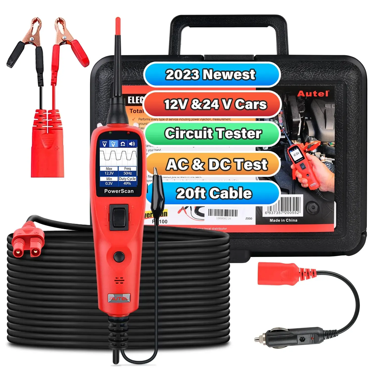 

Autel PS100 Automotive Circuit Tester PowerScan Power Probe Test Kit Electrical System AC DC Voltage Car Diagnostic Tool 12V 24V
