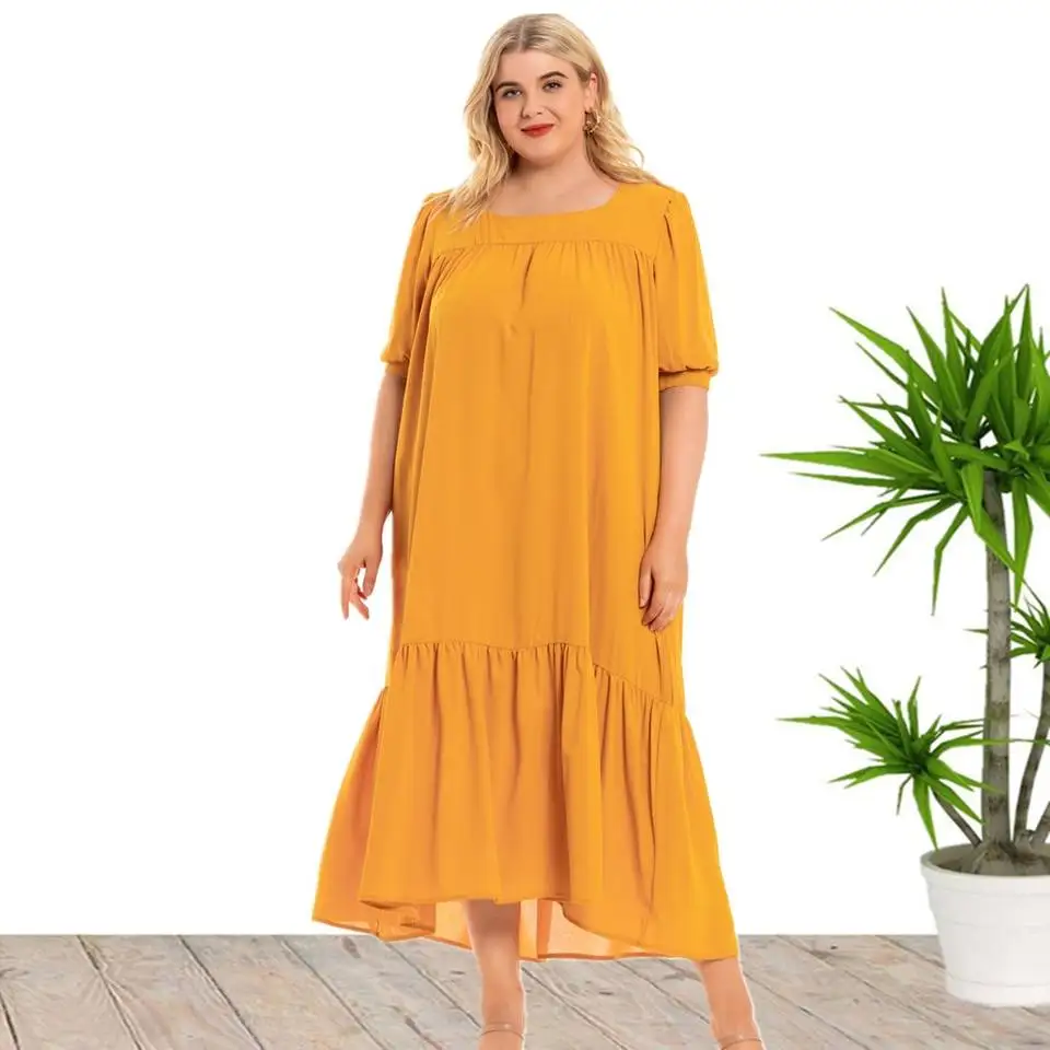 Plus Size Short Sleeve Summer Casual Dresses For Women Wholesale China