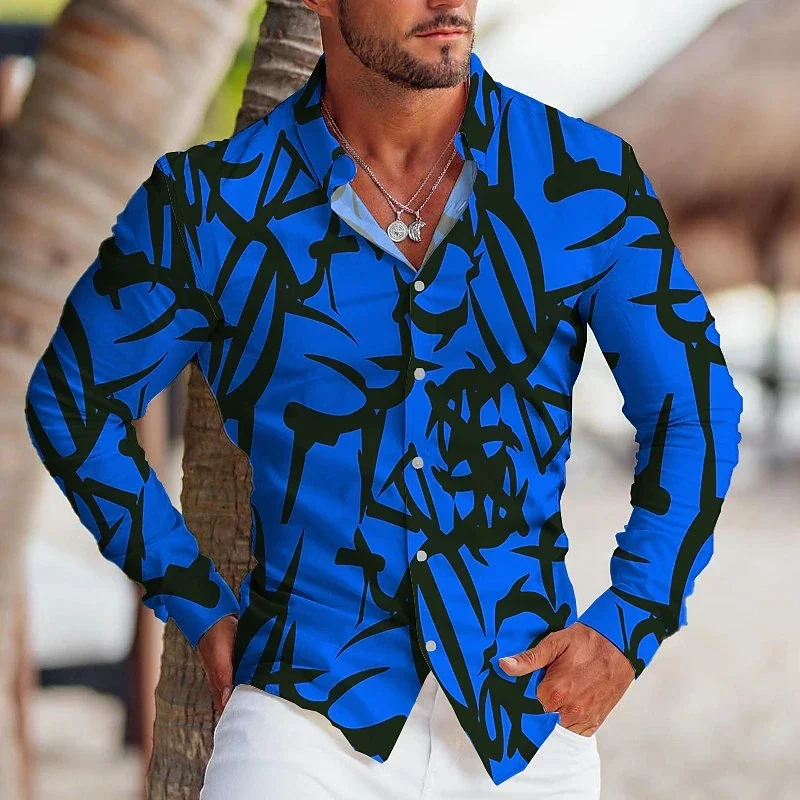 2024 Summer Men's Shirt Straight Casual Outdoor Street Fashion Popular HD pattern Men's increase code