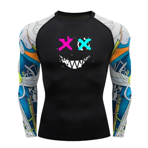 Camiseta de compresión transpirable de segunda piel con protección solar para hombre Rashguard Jiu Jitsu Fitness gimnasio correr deportes al aire libre camisetas para hombre