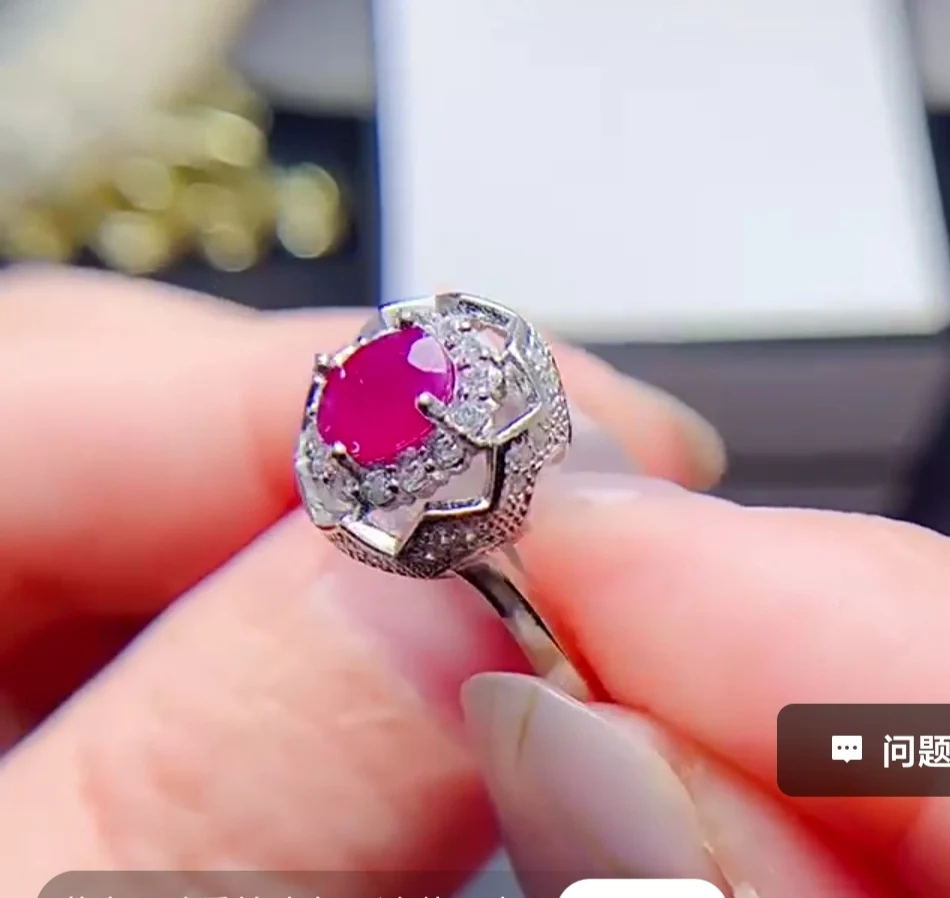 KJJEAXCMY Fine Jewelry Natural Ruby 925 Silver Women\'s Ring Valentine\'s Day Party Birthday Wedding Gift