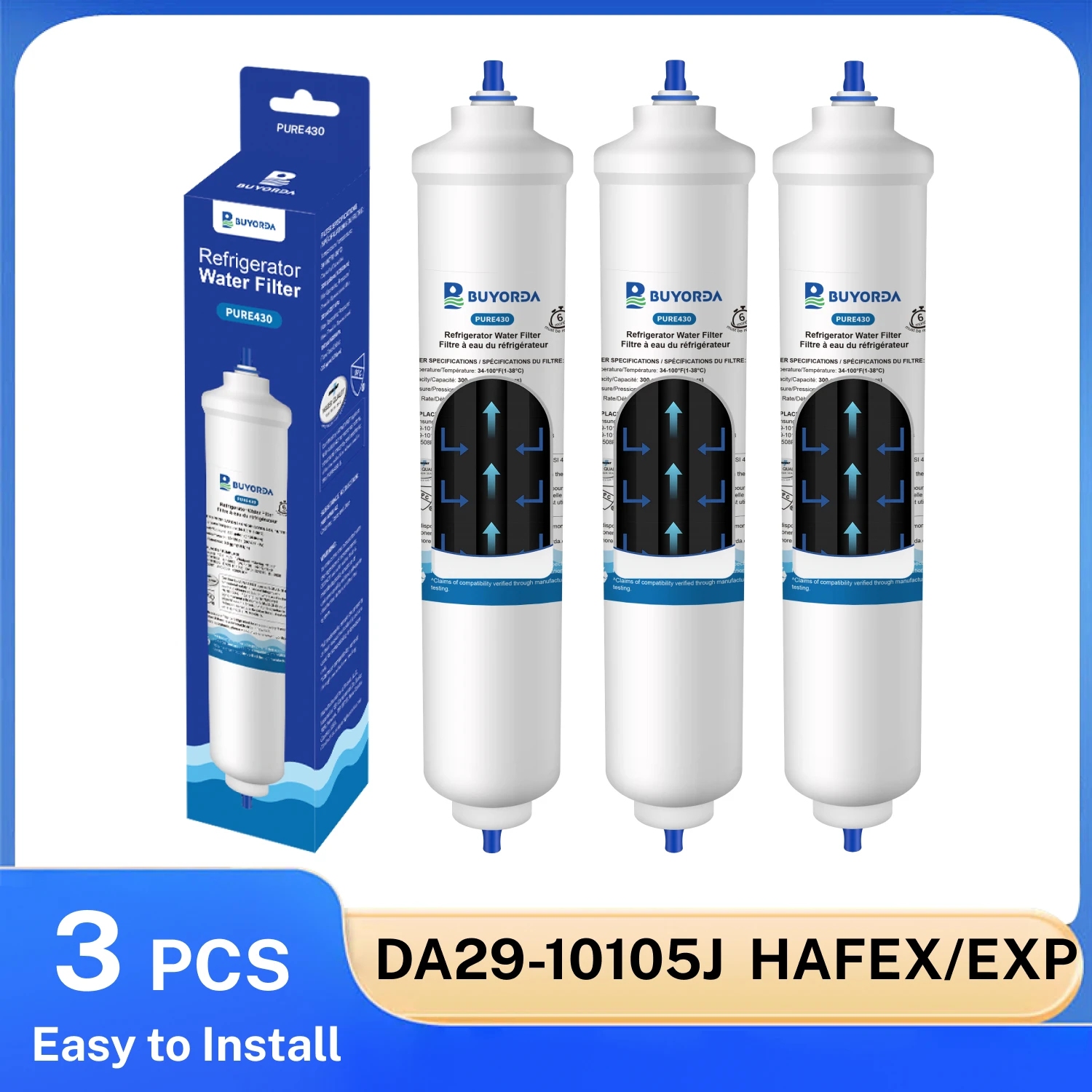 

Сменный фильтр для воды в холодильнике GXRTDR, совместимый с GE GXRTQ, GXRTQR, Samsung DA29-10105J, Whirlpool 4378411RB, 5231JA2010A