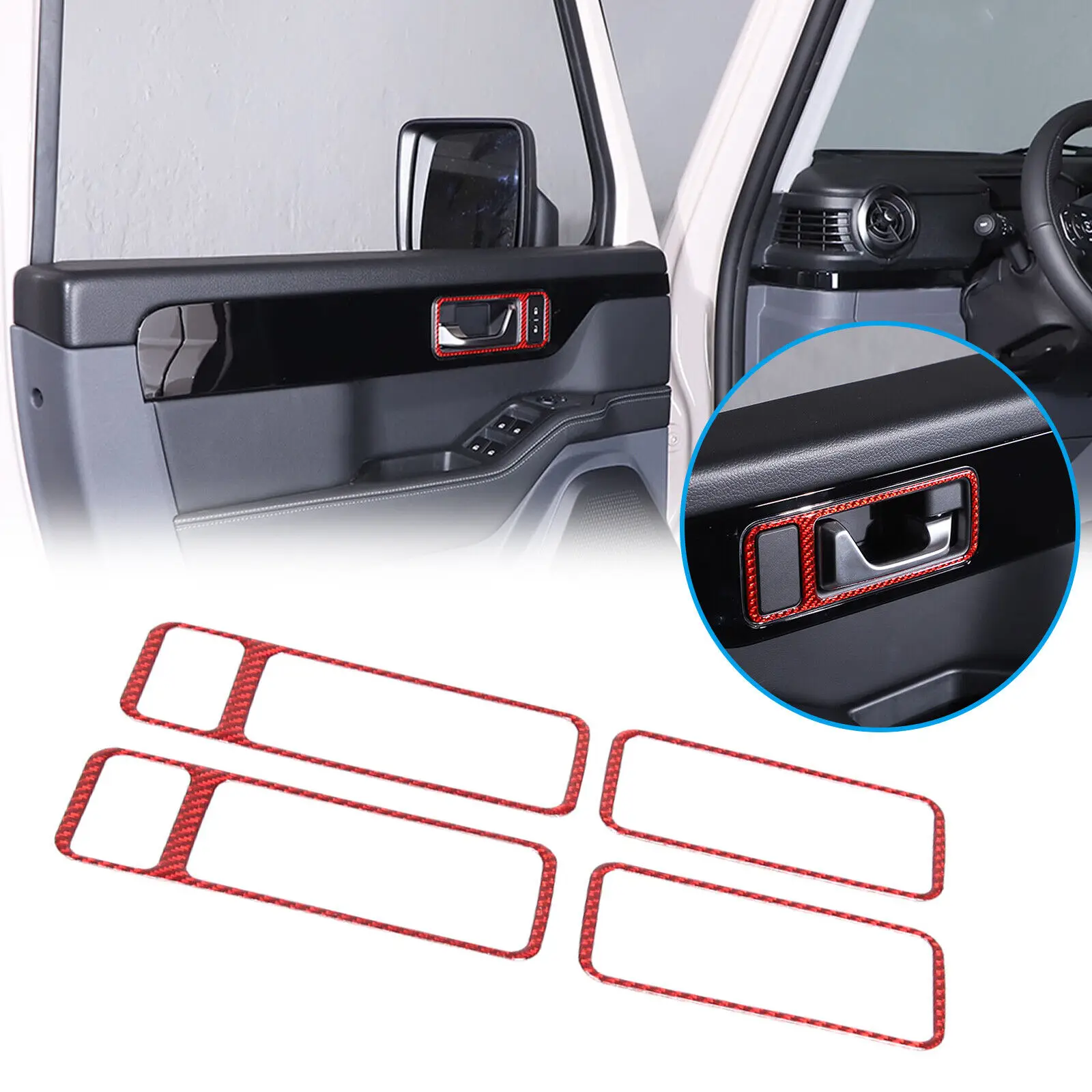 Carbon Fiber Car Interior Door Handle Frame Sticker Kit For Ineos Grenadier 2020-2024 Door Bowl Protector Trim Accessories