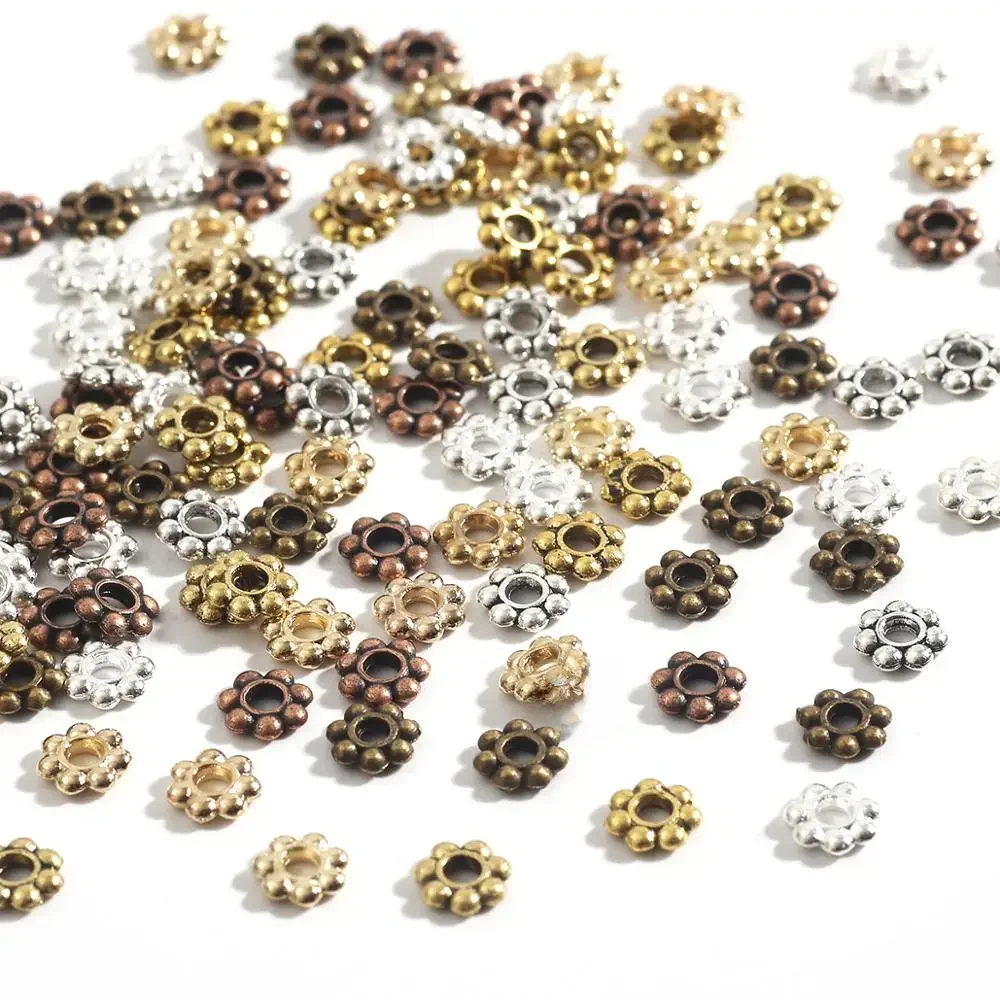 200 sztuk 4/5/6mm kwiat śliwy koralik czapki Spacer koraliki dla kobiet Charms DIY wyrób biżuterii bransoletka naszyjnik kolczyki akcesoria — zdjęcie 2