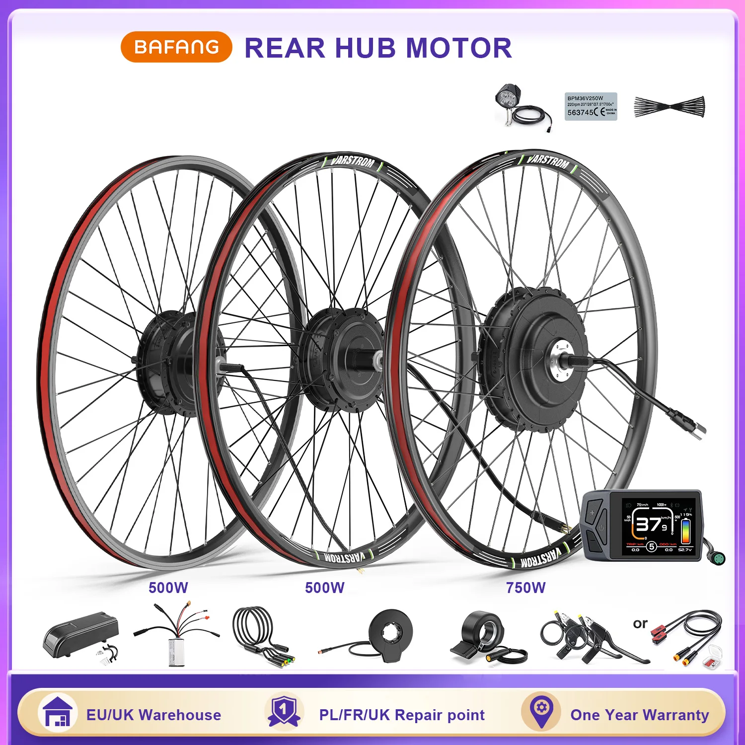 BAFANG Rear Hub Motor Conversion Kit 500W 750W Cassette Type Wheel Motor With 135-142MM Rear Drop Out Size 8Fun Ebike Engine Kit