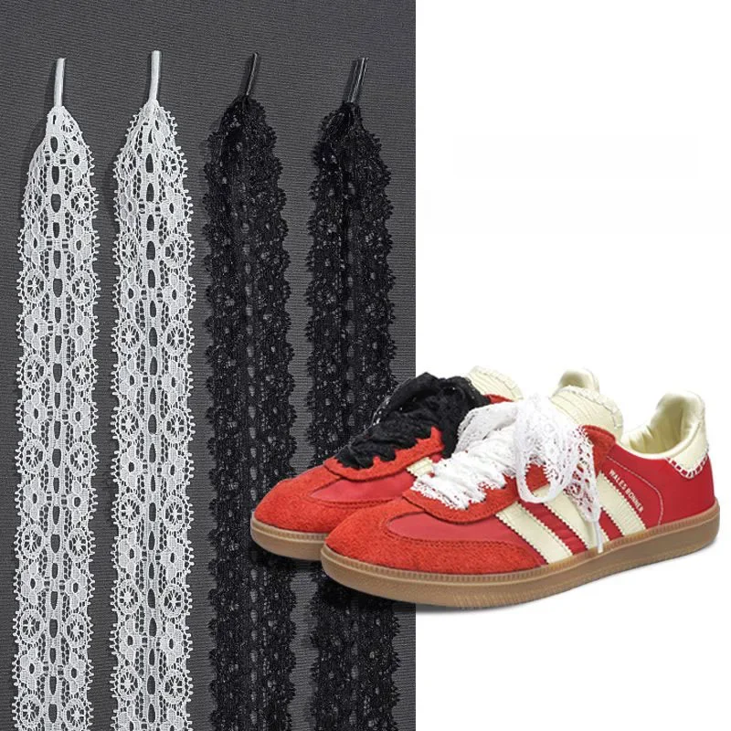 Lacets fantaisie en dentelle plate pour femmes, 3CM de large, 80CM/100CM/120CM de longueur, baskets en toile, chaussures d'extérieur décontractées
