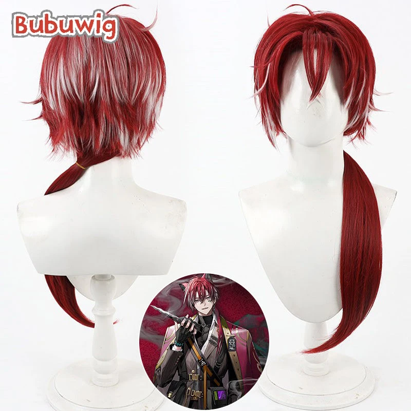 Bubuwig Synthetic Hair Bellone Cosplay Wigs Game Arknights Bellone 60cm Long Straight Red Mixed White Cos Wig Heat Resistant