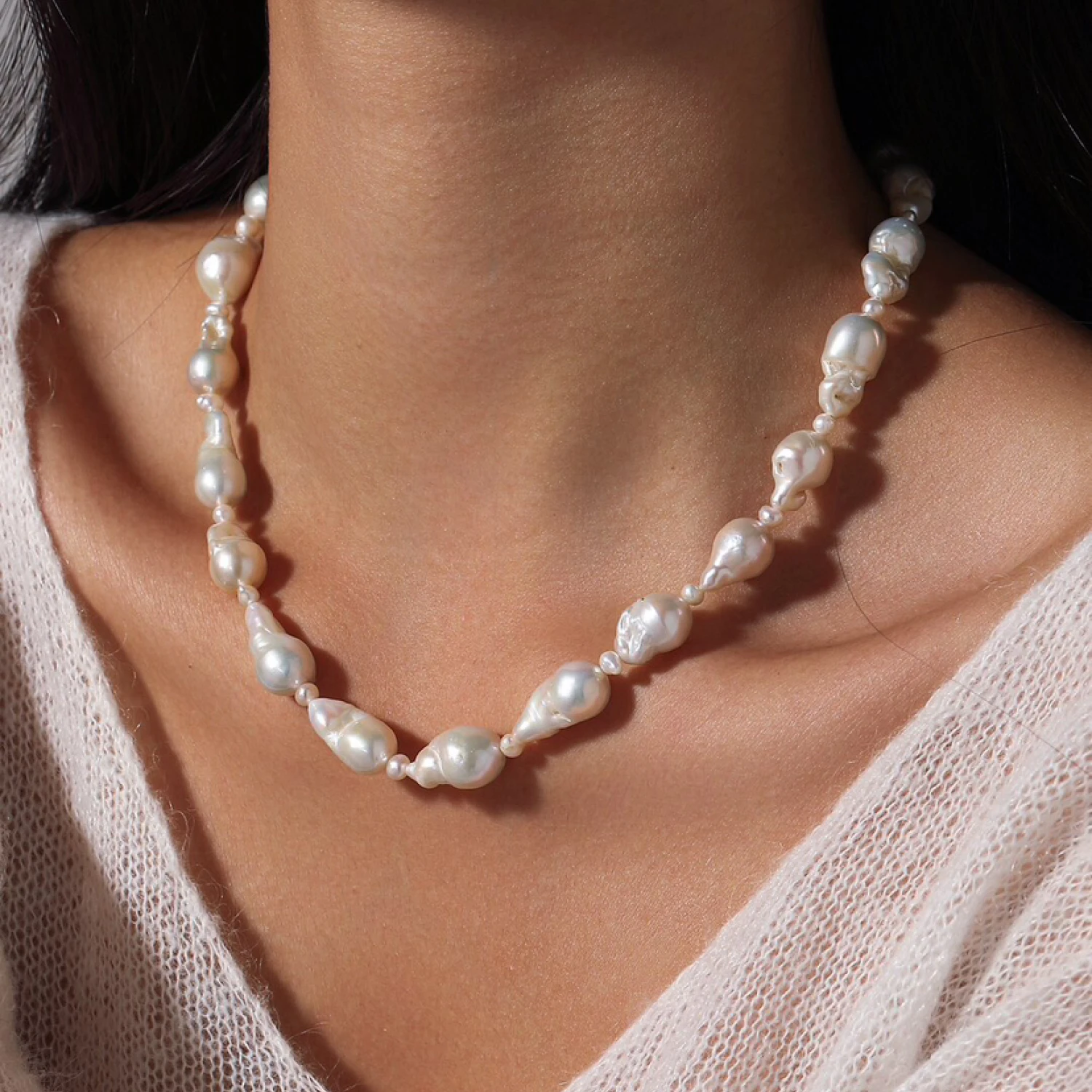 Genuine Baroque Pearl Necklace for Women Natural Irregular Pearls White Gold Plated Lobster Clasp Elegant Jewelry Gift