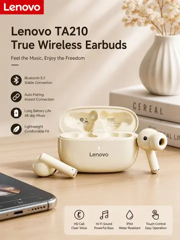 Lenovo TA210 Bluetooth Wireless Headphones Built In Microphone Charging Port Noise Isolating Comfortable Over Ear Headset C New