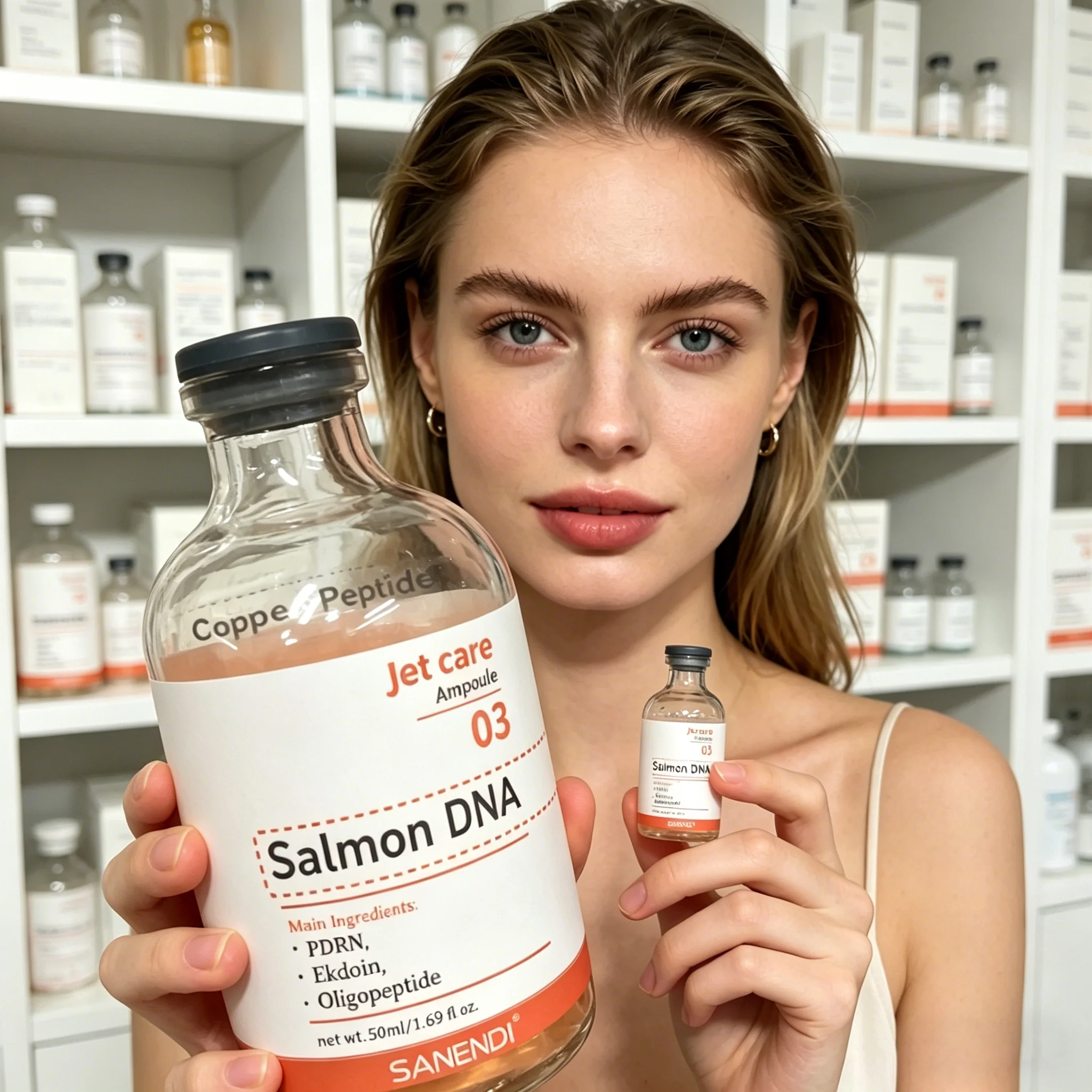 Suero de ADN de Salmón PDRN, Péptido de Cobre, Esencia de Ácido Hialurónico, Colágeno Sanendi, Kit de Cuidado Facial Glow Recipe, Cuidado de la Piel Coreano 50ml