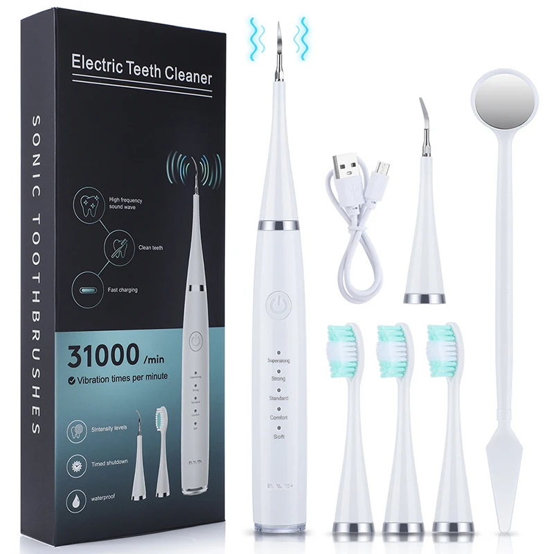 

Electric Teeth Cleaner 6-in-1 Electric Toothbrush Set - with 5 adjustable modes Multiple interchangeable cleaning heads