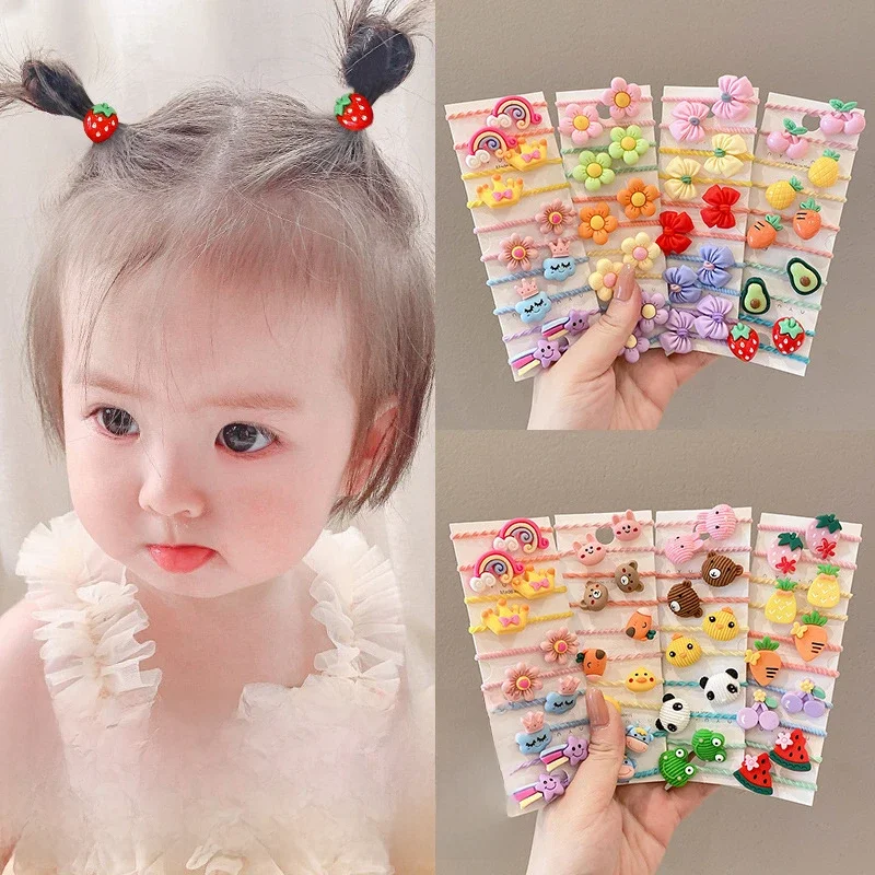 40 pièces/10 pièces accessoires de cheveux pour fille bandes de cheveux élastiques fleurs mignonnes Style anneau de cheveux enfants fête d'anniversaire coiffure chapeaux