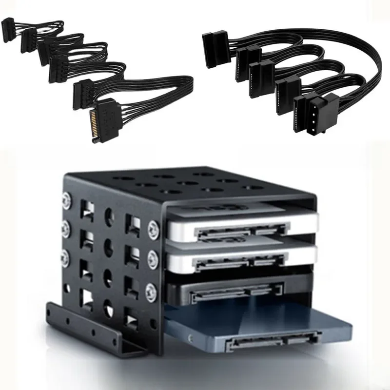 4-drożny 2,5 SATA HDD SSD na 3,5 wspornik uchwytu Stojak 2,5-calowy konwerter dysku twardego IDE na 5 kabel SATA — zdjęcie produktu 6