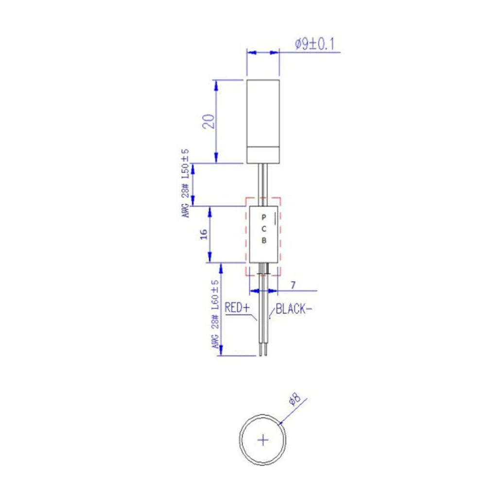 Cabezal láser de 9mm, 650nm, 50mW, 3V, módulo de diodo cruzado, cabezal de cobre rojo, tubo láser Semiconductor de 5MW, 1 piezas