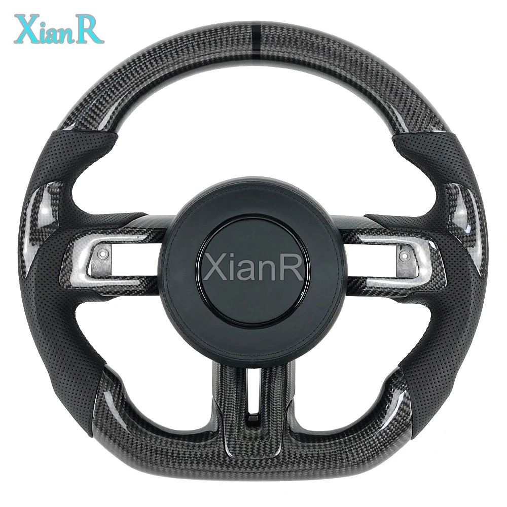 

Factory Wholesale Custom Real Carbon Fiber Steering Wheel for Ford Mustang GT Car Steering Wheel Supports Customization