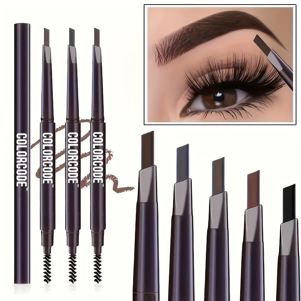 Lápiz de cejas Triangular de doble cabeza con giro automático, resistente al agua y al sudor, antimanchas de larga duración
