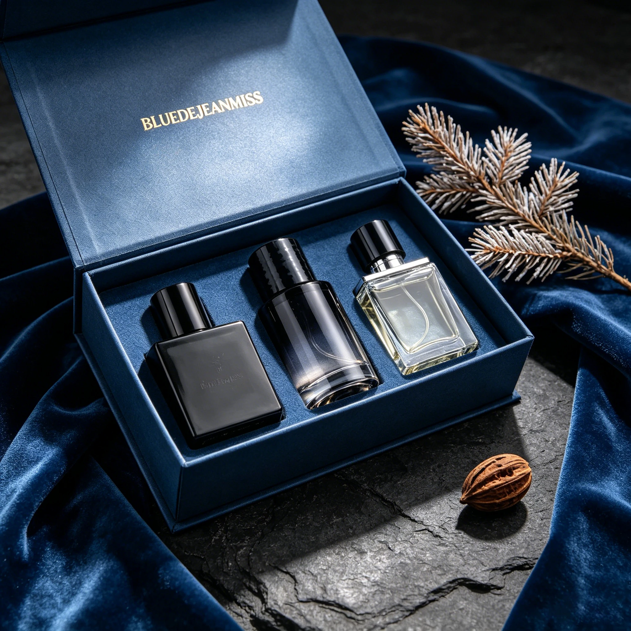 Jean Miss 3Pcs Men Perfume Gift Set Woody Aquatic Citrus Scent Eau de Toilette Long Lasting Masculine Fragrance Exquisite Blue Gift Box For Male Dating Travel Birthday Valentine Gift view 2